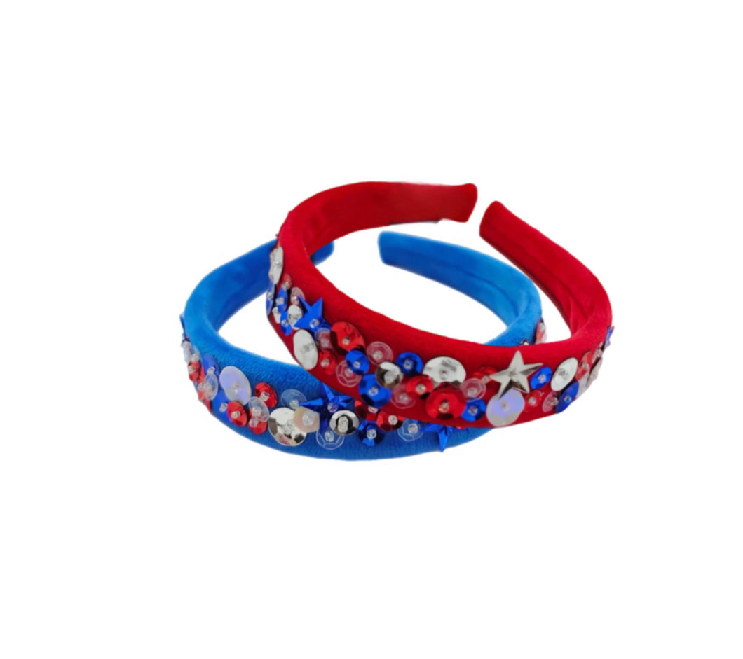 Patriotic Sequin Headbands choose color