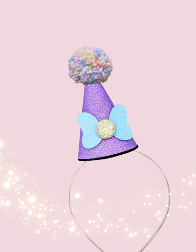 Party Hat with handmade pom headband no ears