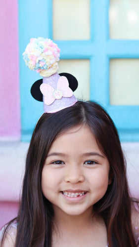 Party Mouse Hat with handmade pom headband