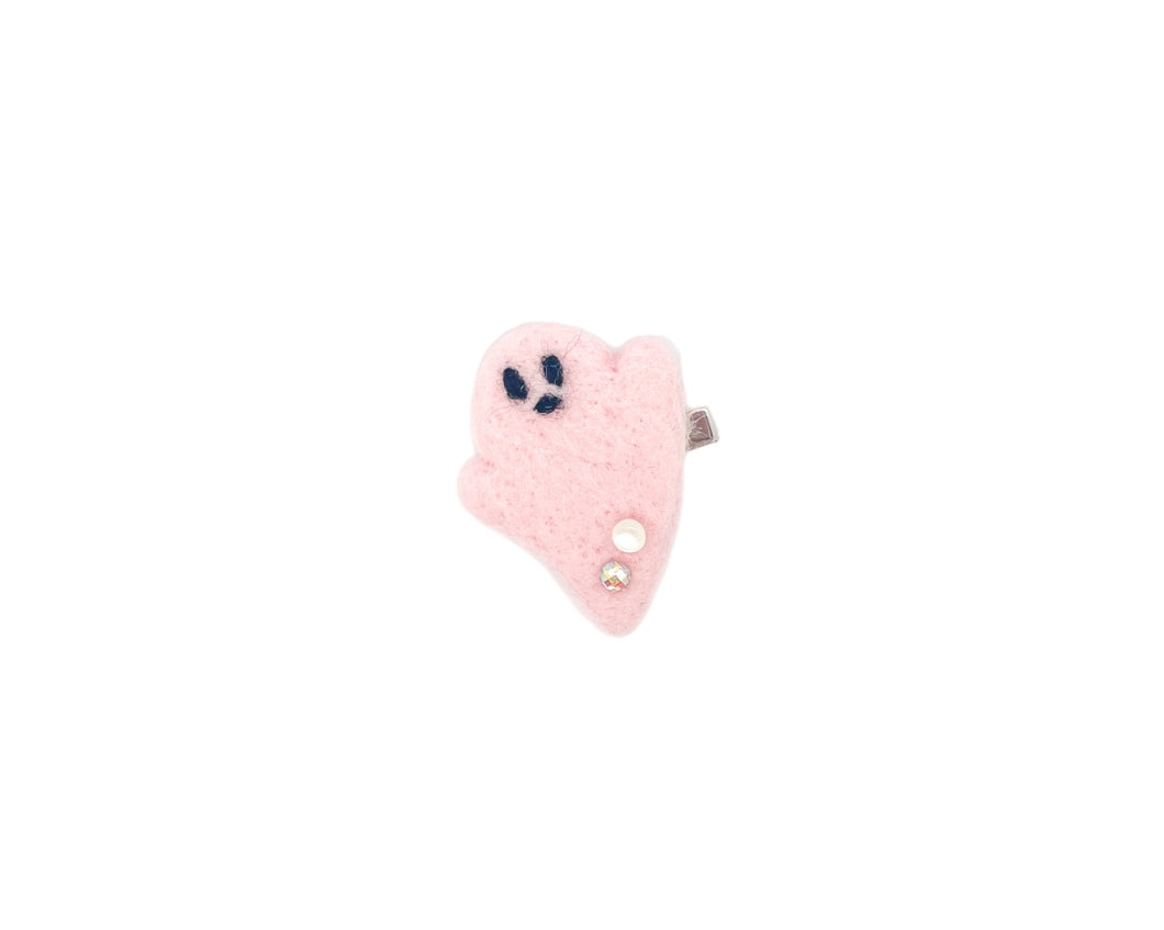 Pink Ghost felt clippie  approx 2” ON ALLIGATOR WITH TEETH