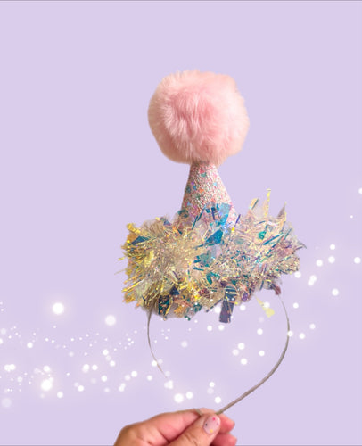 Party Hat with mouse confetti fabric headband
