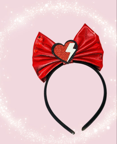 Black and Red Heart Headband