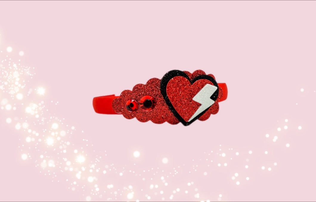 Black and Red Heart Headband